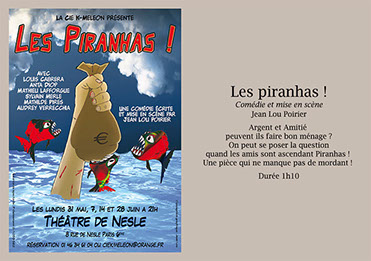 copyright Cie K-Méléon Affiche spectacle atelier Les Piranhas !